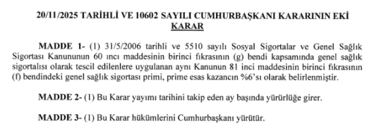 Genel Sağlık Sigortası Prim Oranı %6’ya Düştü
